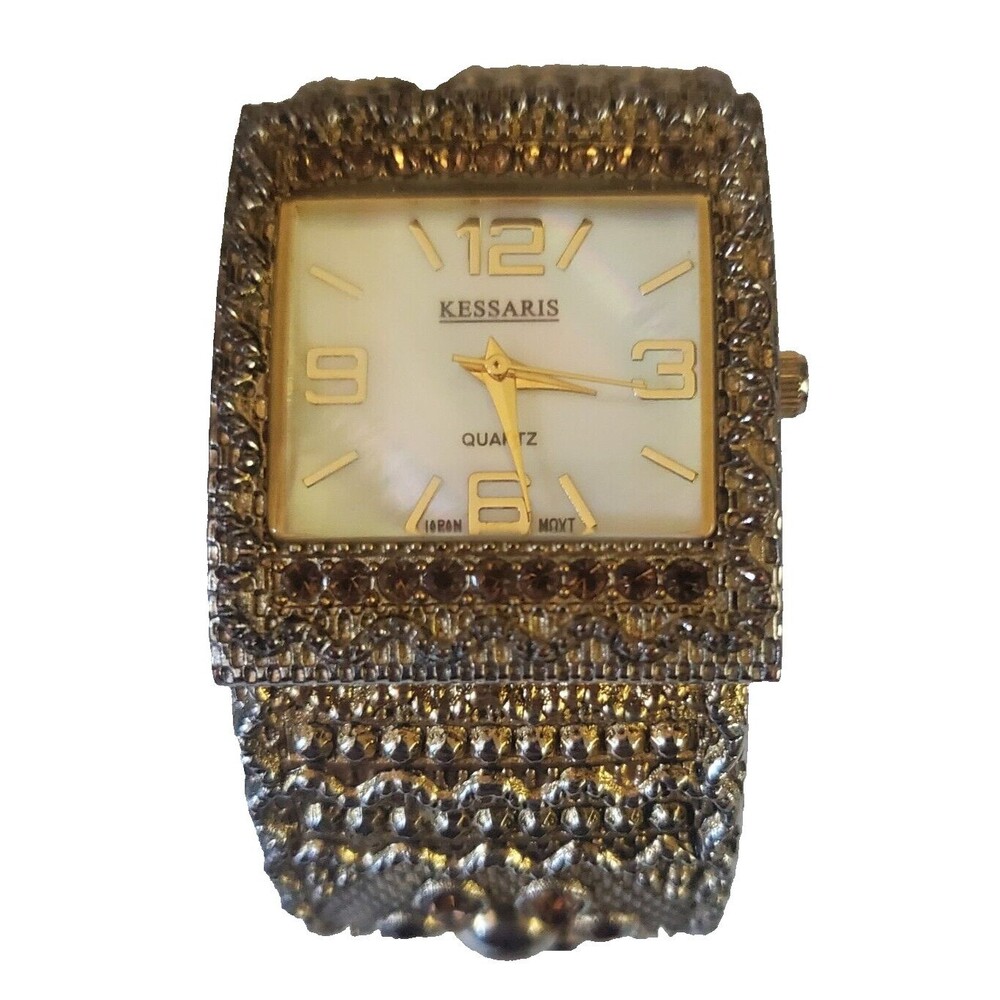 Kessaris Women Gold Hinged Cuff Watch JRC208 Stainless Steel Japan Movement
